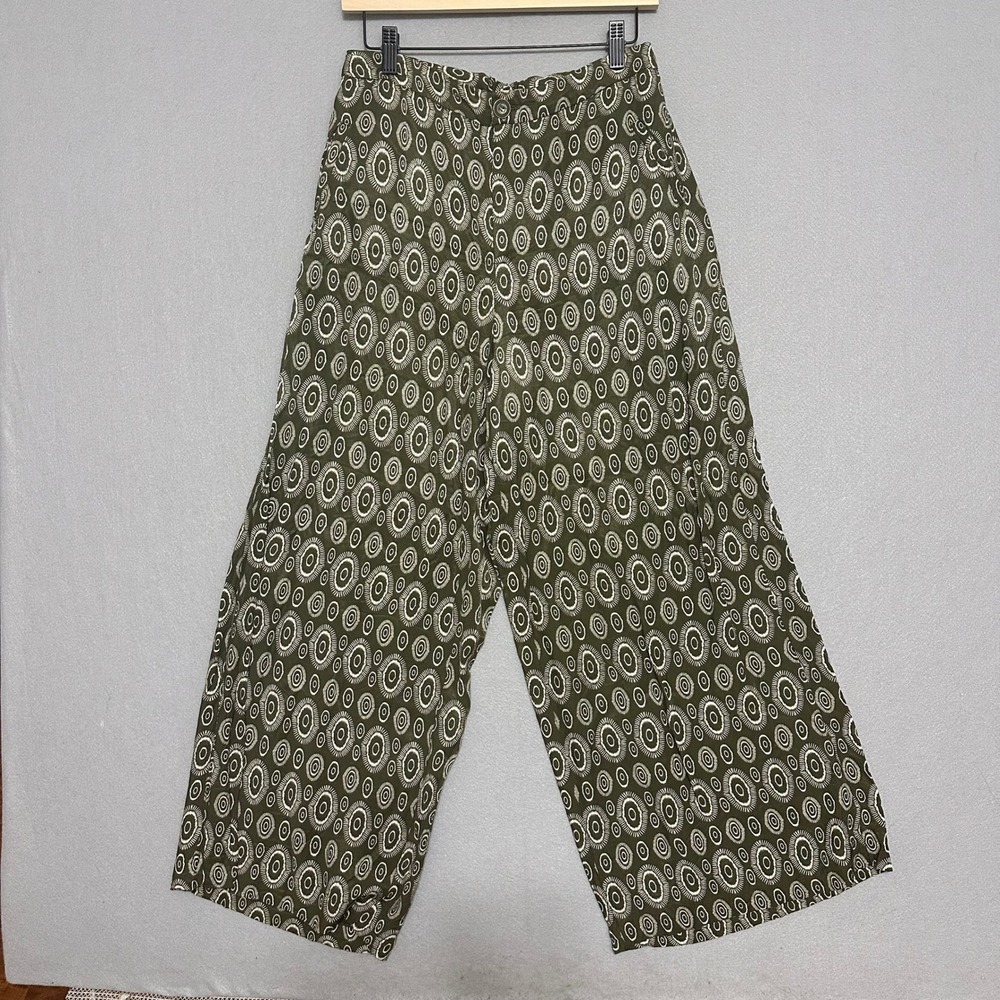 Philosophy Republic‎ Clothing Olive Green Palazzo Wide Leg Viscose Pants Size 8